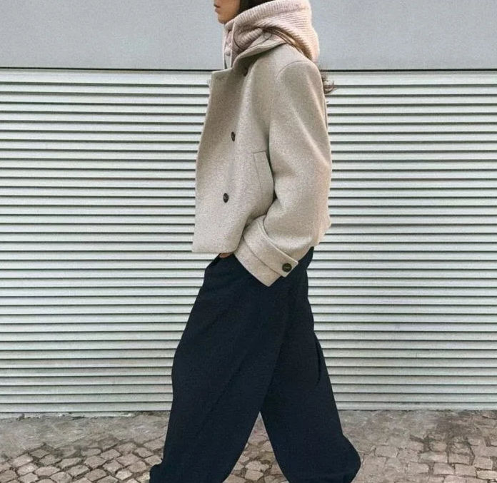 Thumbnail: Cropped Wool-Look Jacket