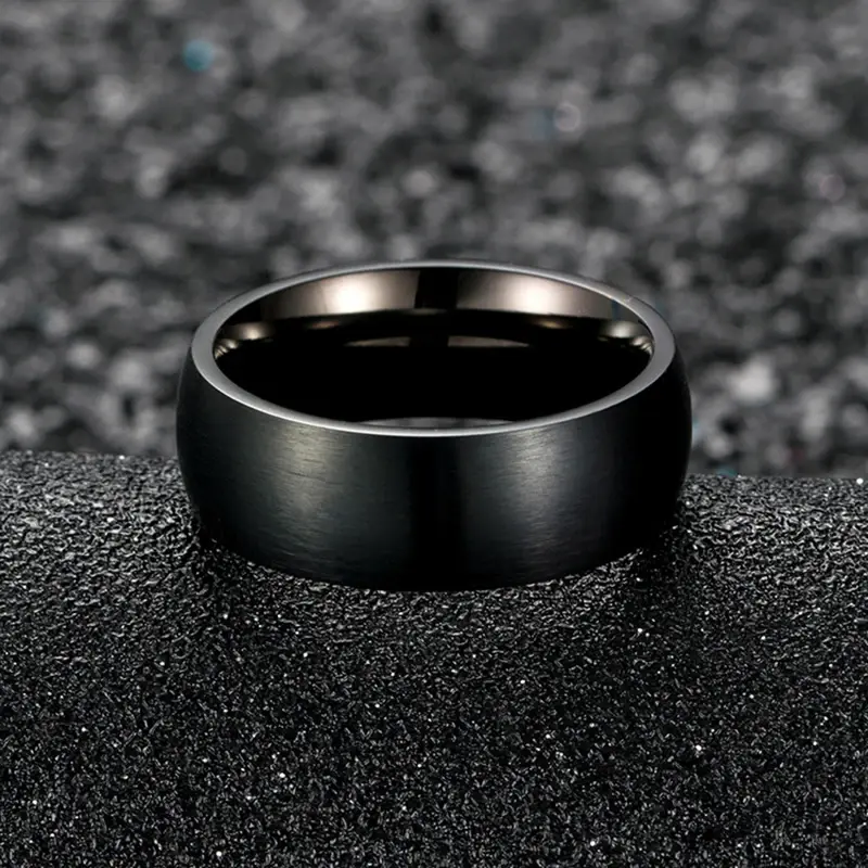 Thumbnail: Men’s Black Stainless Steel Ring