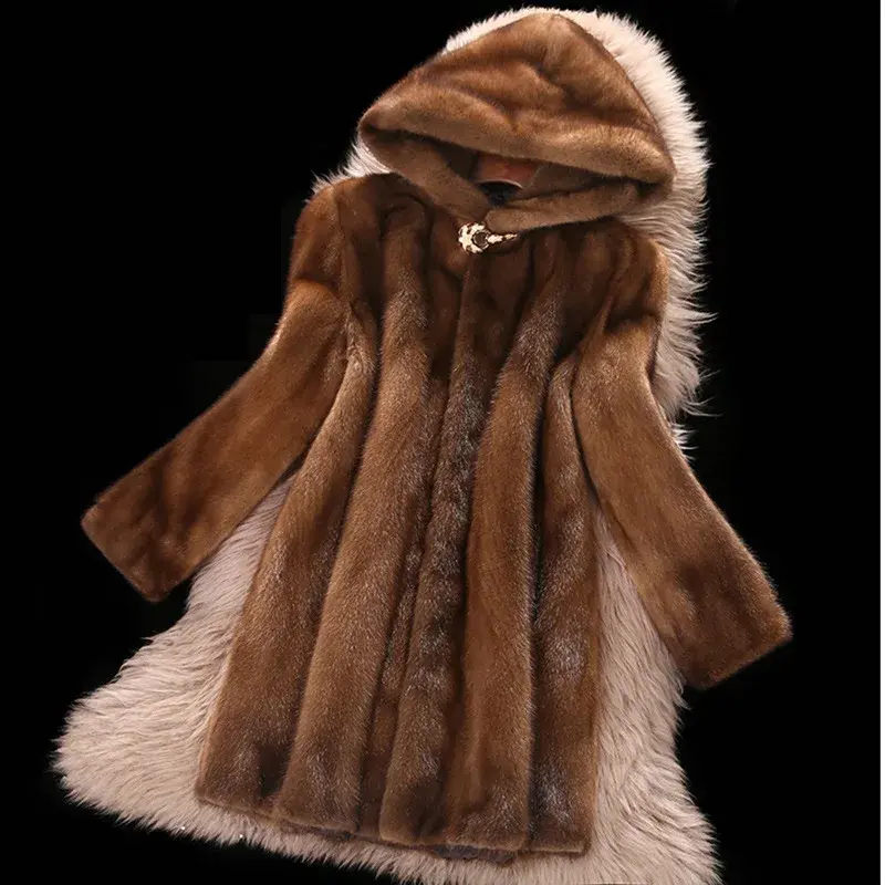 Thumbnail: Ladies Luxe Hooded Long Faux-Fur Coat - view 6