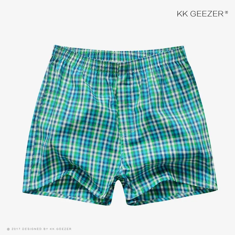 Thumbnail: Men Underwear Boxer Plaid Underpants 100% Cotton Shorts Men Striped Panties