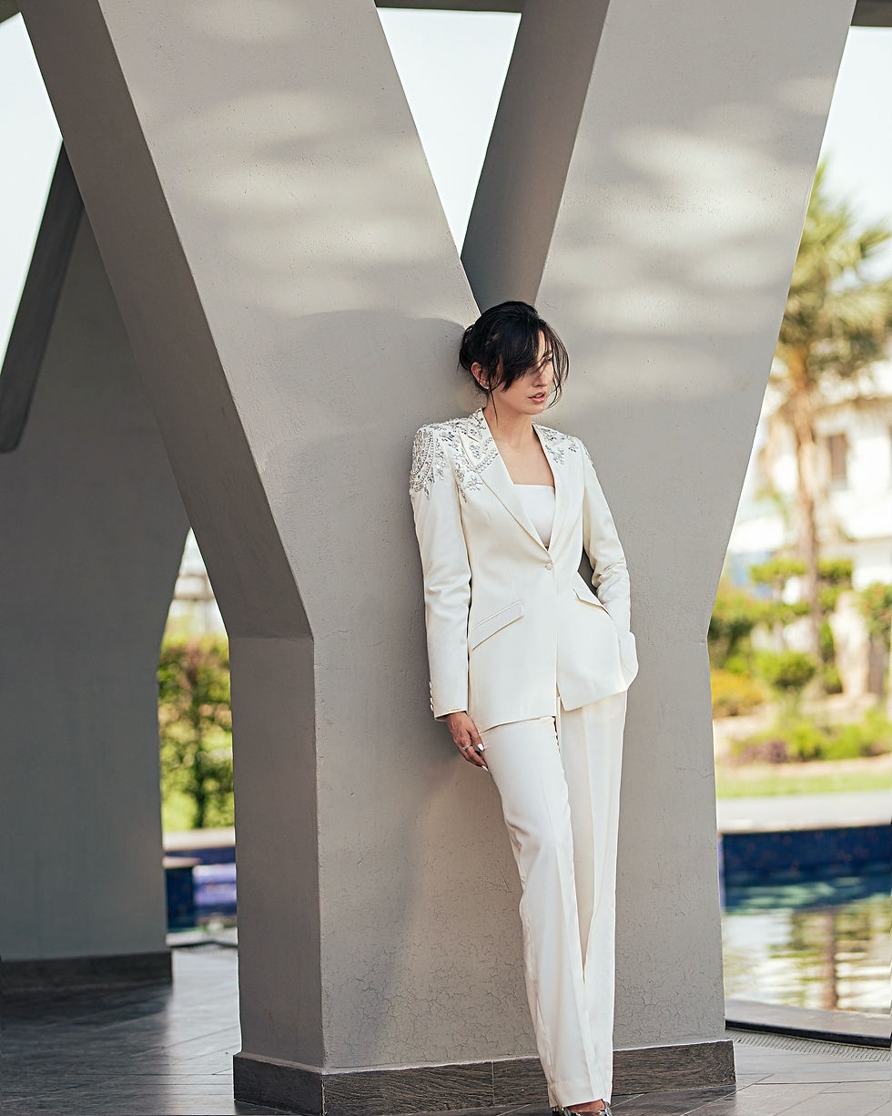 Women's Formal Dresses Suit Gowns Elegant Peaked Lapel Beads Appliques Jacket Co - view 2