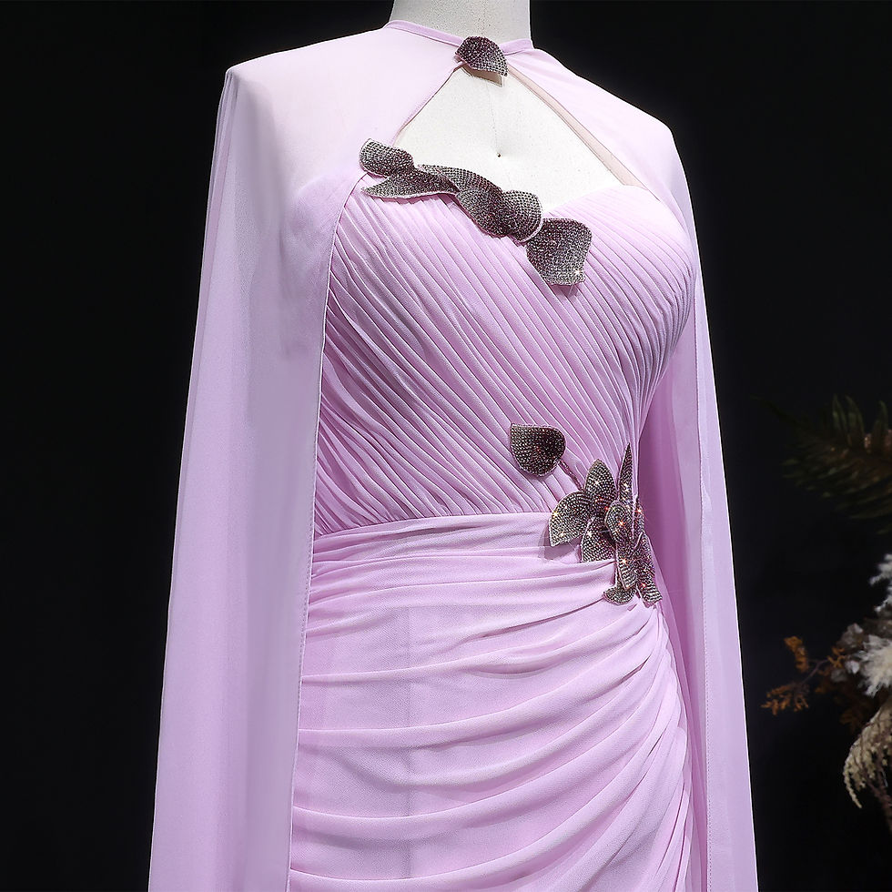 Thumbnail: The Genevieve Chiffon Cape Gown - view 6