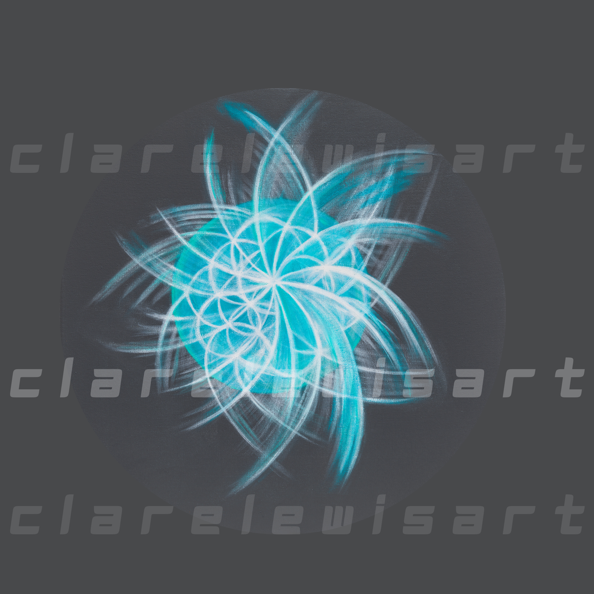 'VISUDDHA' Aquamarine,Grey,White Oil on Canvas