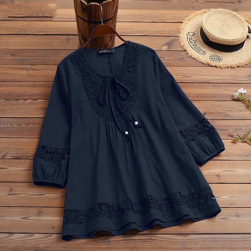 Lace Trim Tunic Blouse - view 2