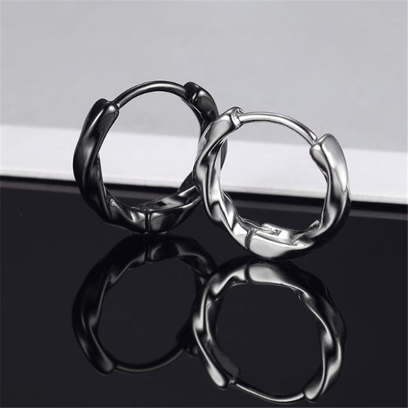 Thumbnail: Trendy 925 Sterling Silver Earrings For Men Jewelry Fashion Wave Hoops Earrings 