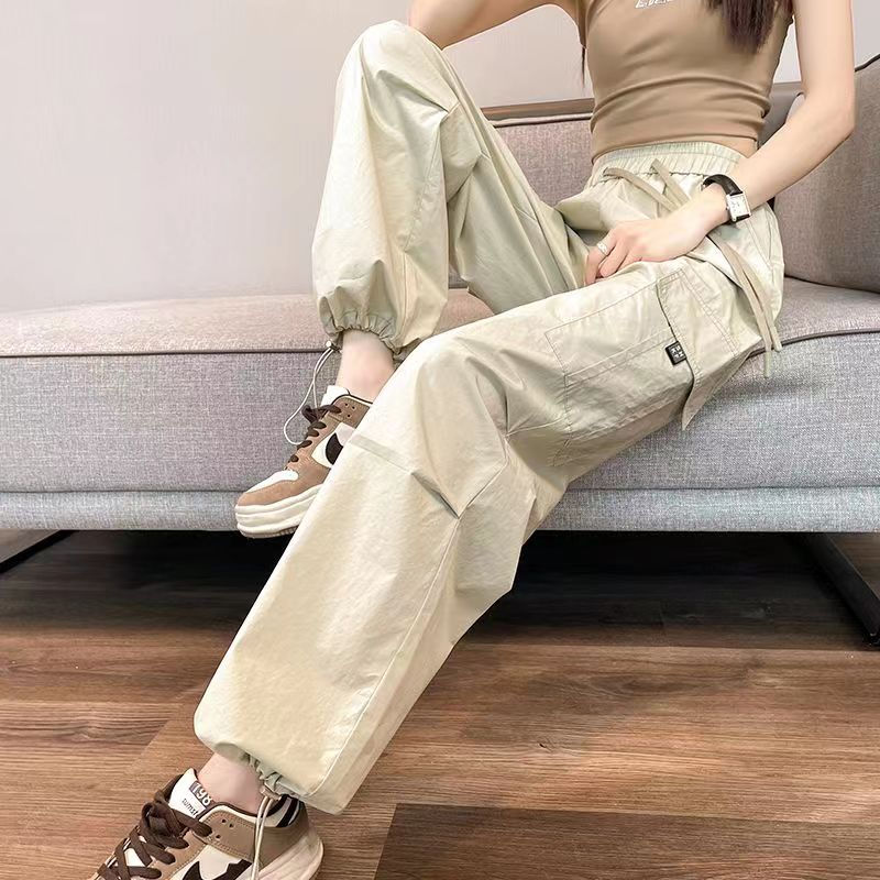Thumbnail: Fashion Women Joggers Pants Casual Female Chic Straight Cargo Pants Elastic High
