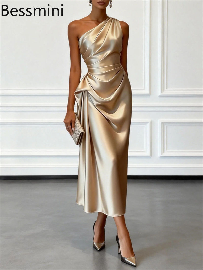 The Camille One-Shoulder Satin Midi - view 1