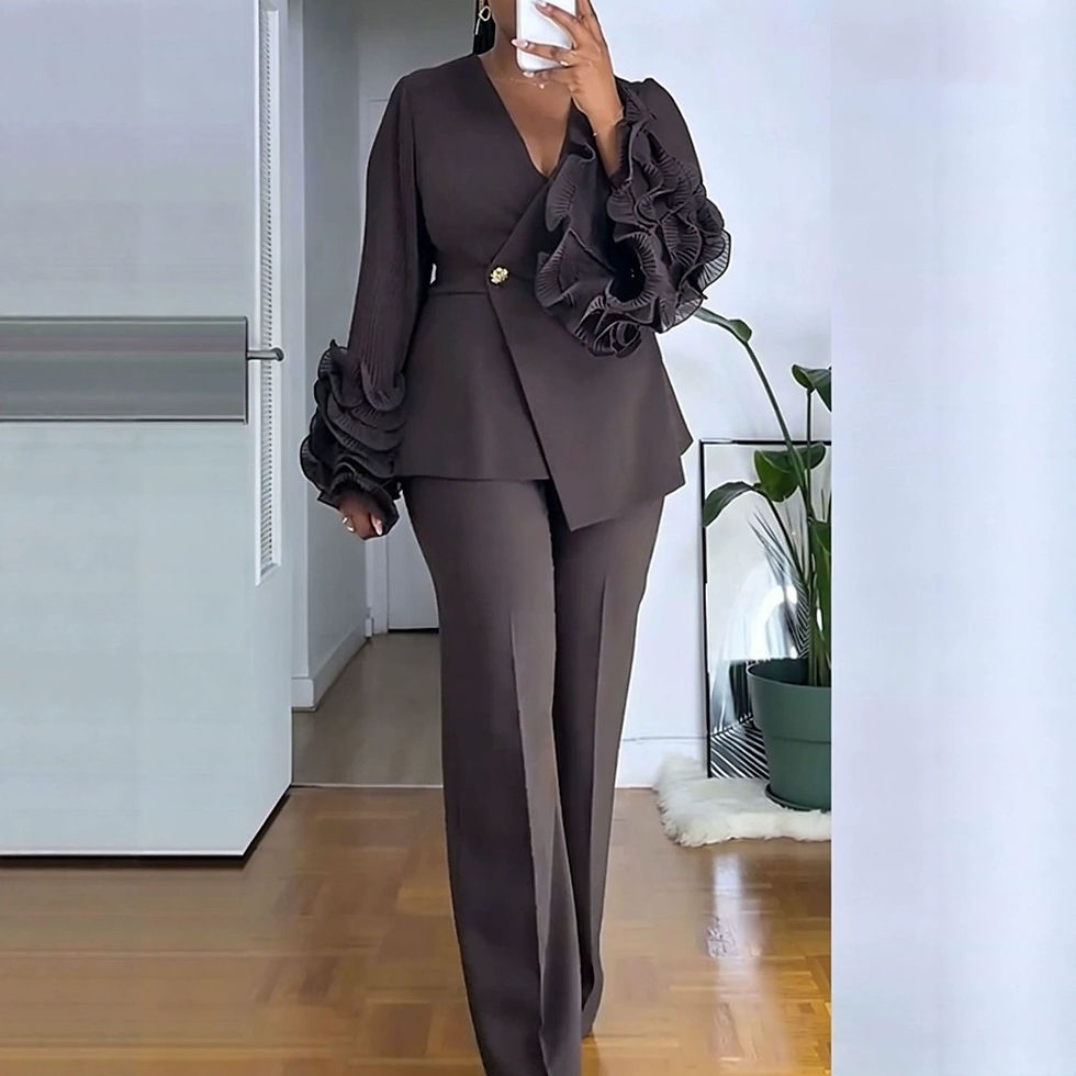 Ladies Ruffle-Front Pant Suit - view 1