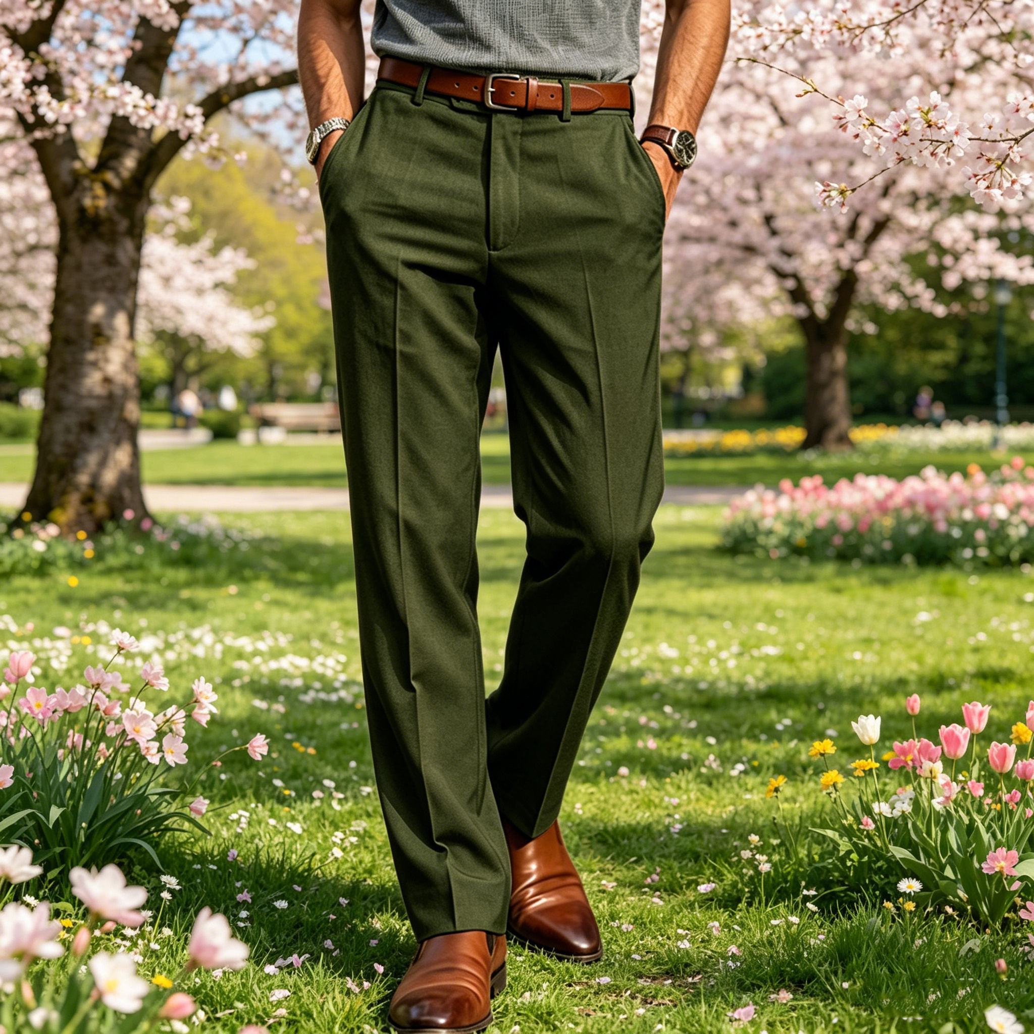 High Waist Pleated Casual Trousers