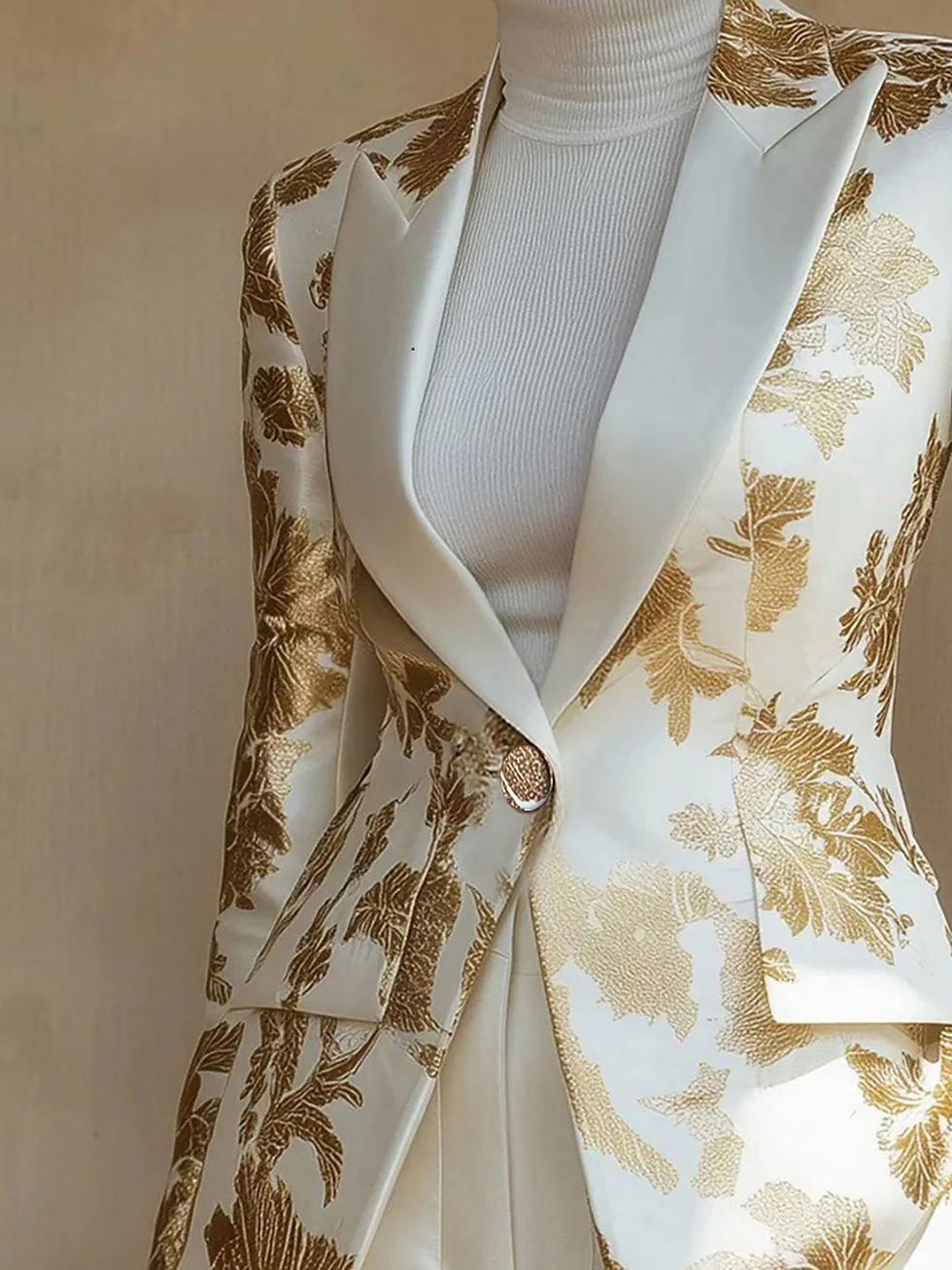 Thumbnail: Ladies’ Gold Jacquard Statement Blazer