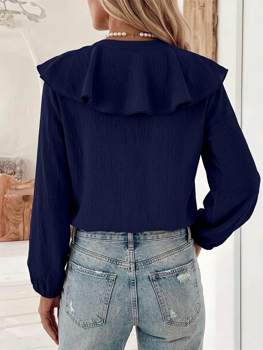 Ruffle V-Neck Blouse - view 2