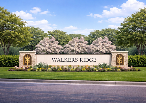 Rendering of the gated entrance to Walkers Ridge featuring 21 private 5-acre homesites in Newberry, Florida