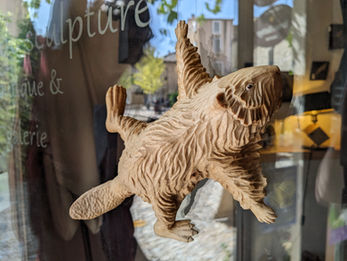 castor plat sculpture sur bois