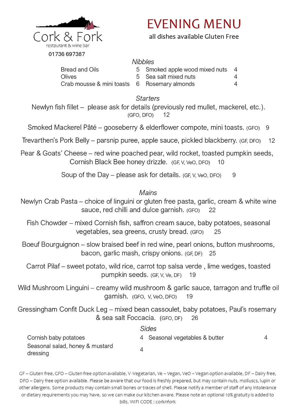 Evening menu Cork and Fork restaurant Penzance.webp