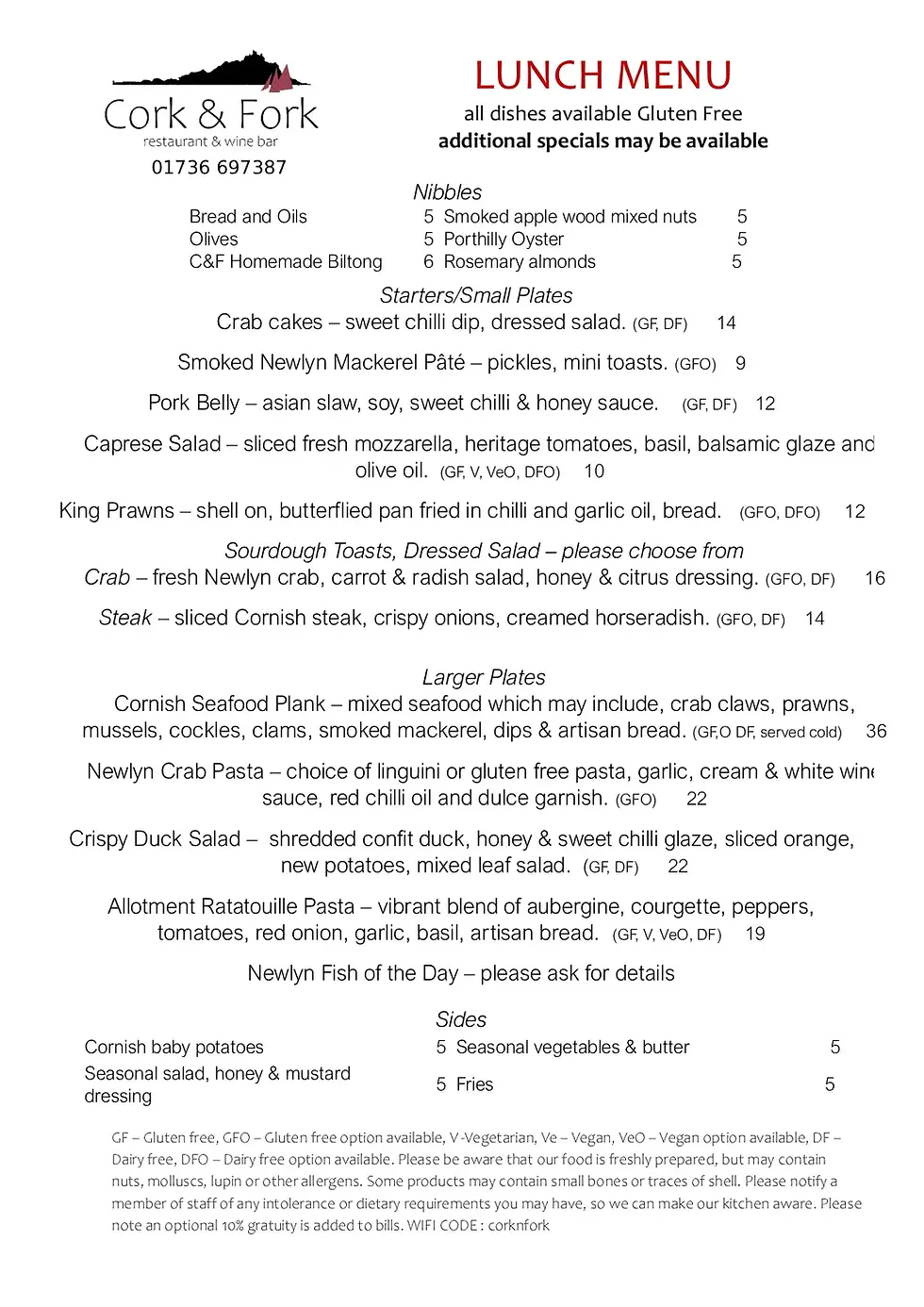 260509 cork and fork seafood restaurant Penzance lunch menu.webp