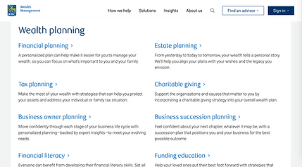 Wealth management tool - before redesign