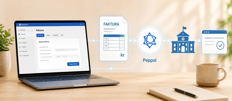 beskriver steg-för-steg hur en e-fatura skickas från BillingPoint