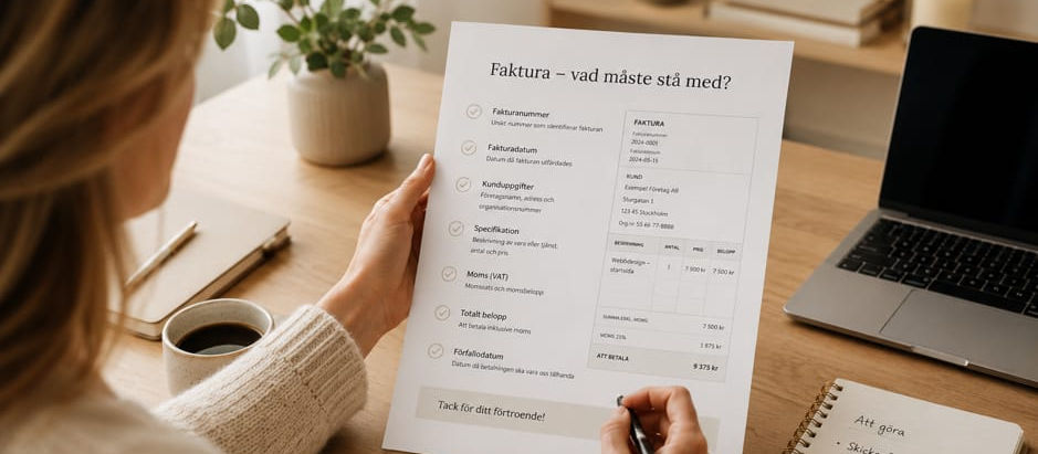 Vad måste vara med på en faktura