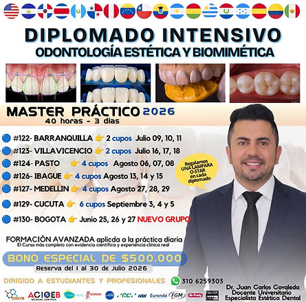 Diplomado Odontologia Estetica y Biomimetica - Dr. Covaleda Reserva del 1 al 30 de Julio 2