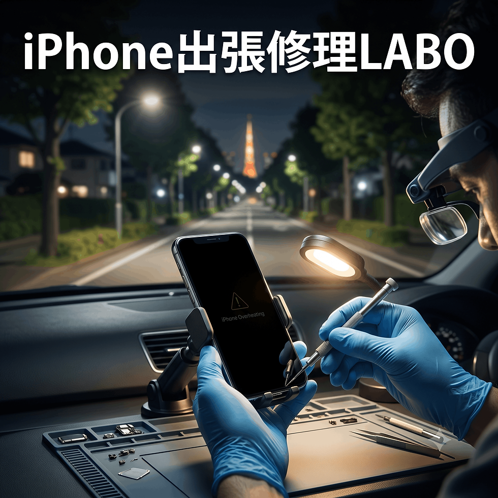 8月の猛暑日に車内ナビ使用で熱暴走し電源が入らなくなったiPhoneを、24時間出張修理で即日バッテリー交換する様子