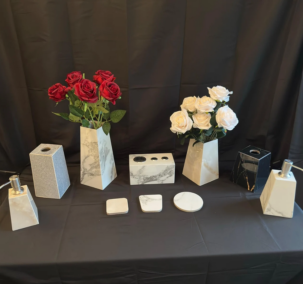 Thumbnail: Large White and Grey Marble-look Vase