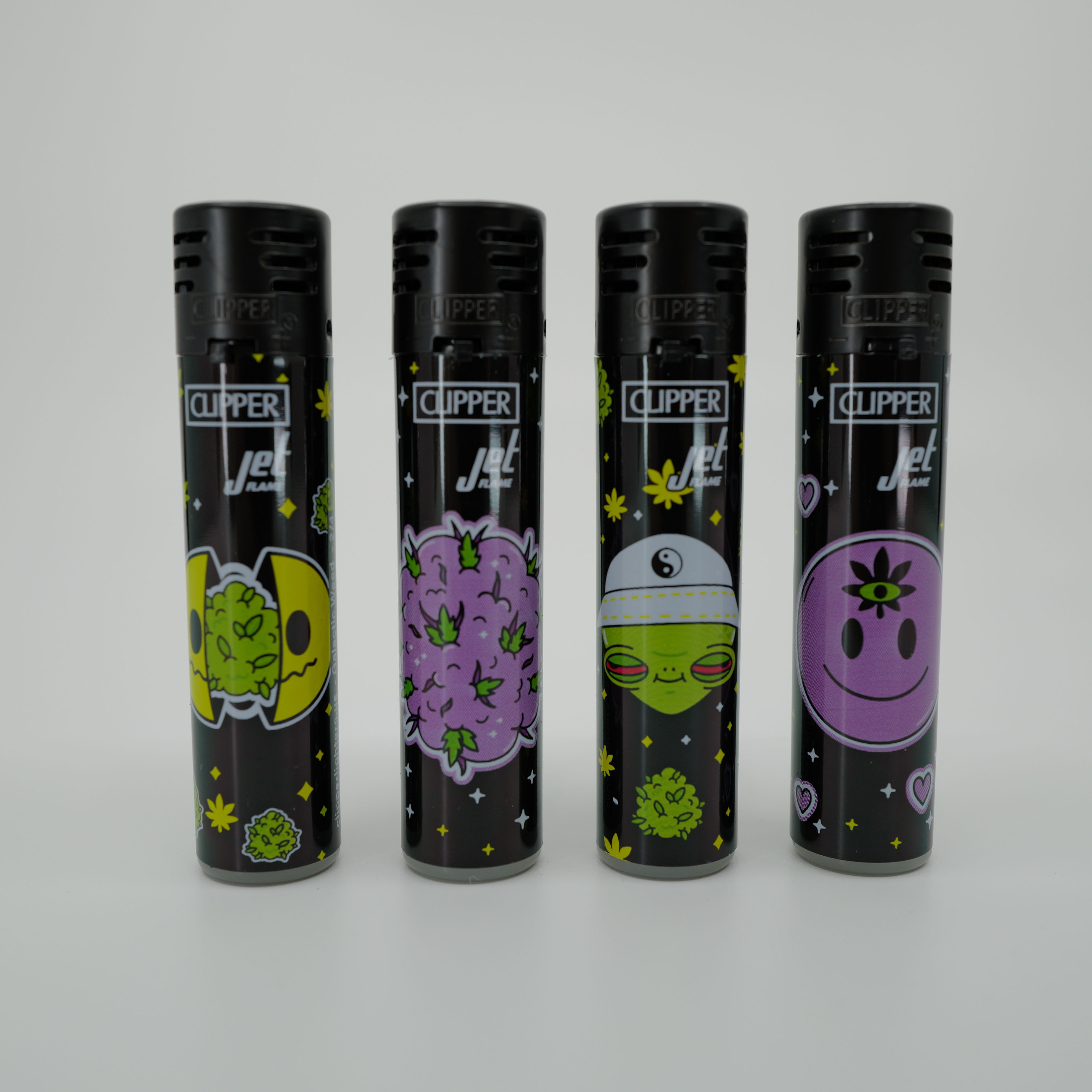 JET Galactic Weed Series Clipper Lighters - Set of 4