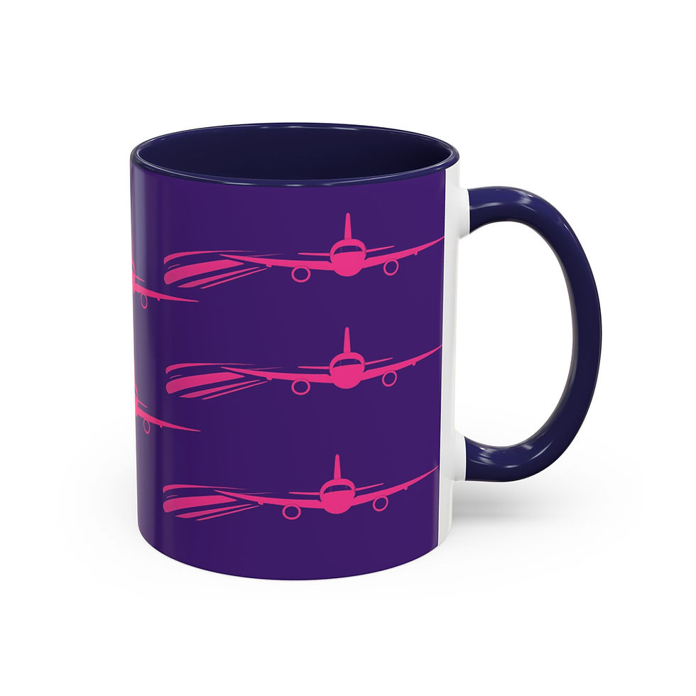 Thumbnail: Coffee Mug — “Airport” Pink Travel Plane Design (11/15 oz)