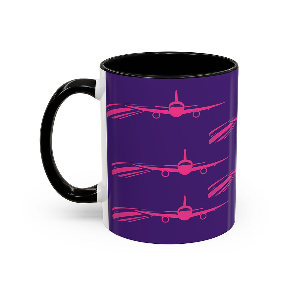 Thumbnail: Coffee Mug — “Airport” Pink Travel Plane Design (11/15 oz)