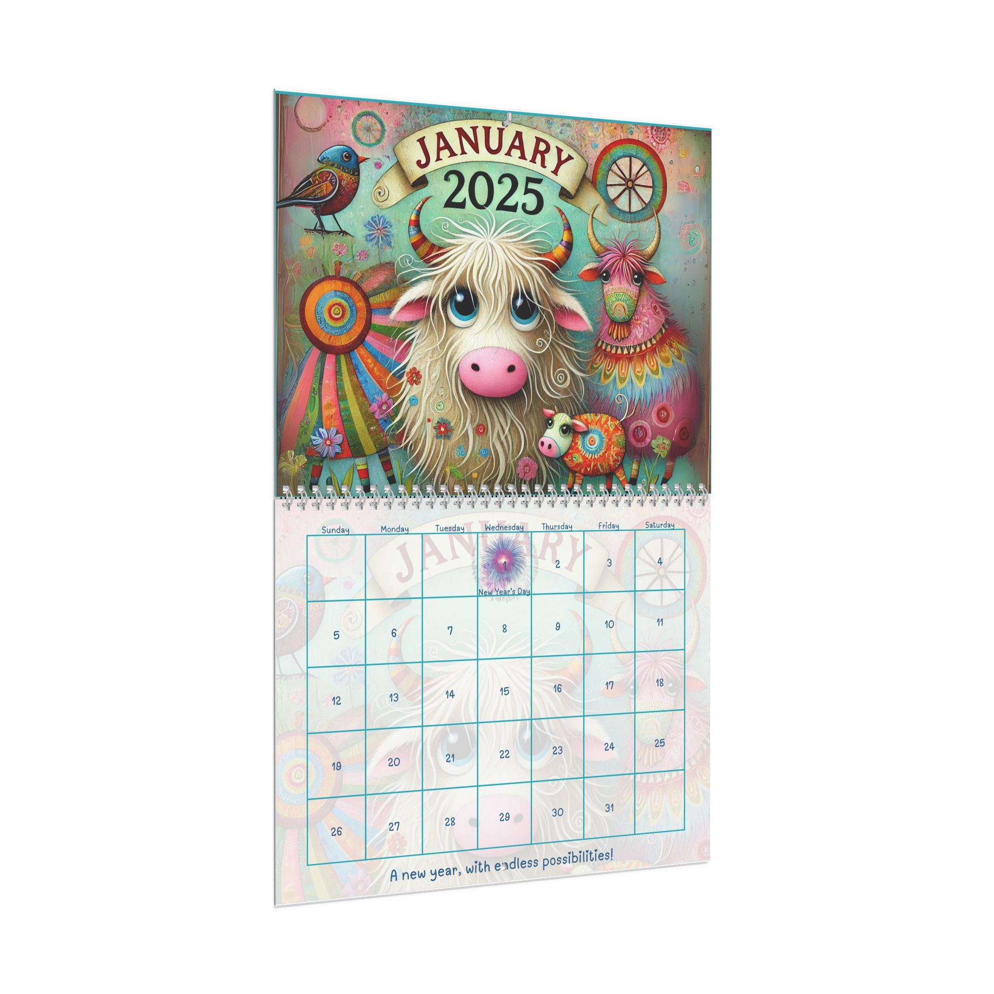 2025 calendar,hairy animals,hanging calendar,wall hang calendar,calendar 2025