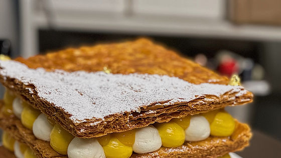 Mango X Coconut sago Mille Feuille