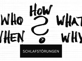 Was tun gegen Schlafstörungen: Fragezeichen mit Who, When, Why, What und How