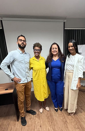 Breno Farias, Priscila Bispo, Raíza Magalhães, Adriana Fraga facilitadores do workshop
