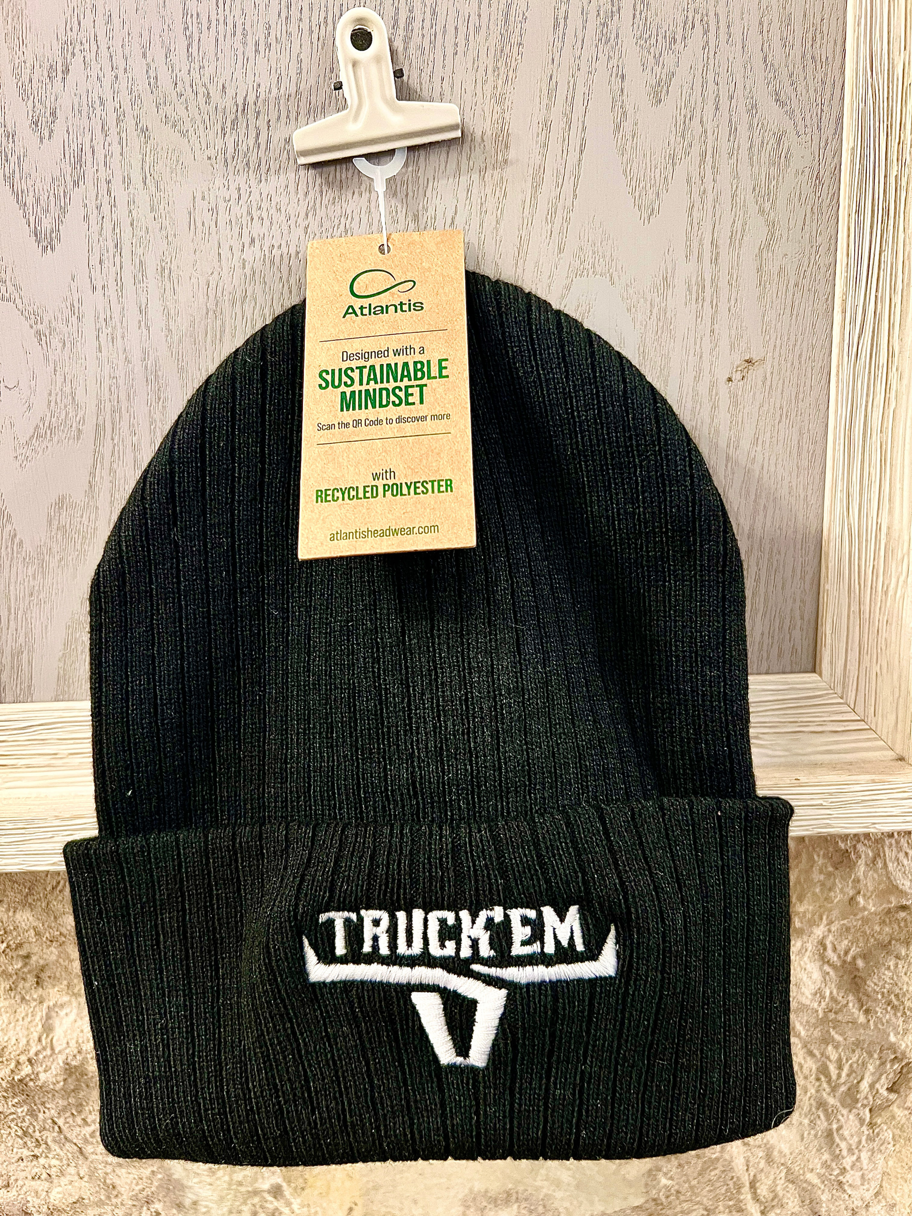 Truck 'Em Embroidered Ribbed Beanie