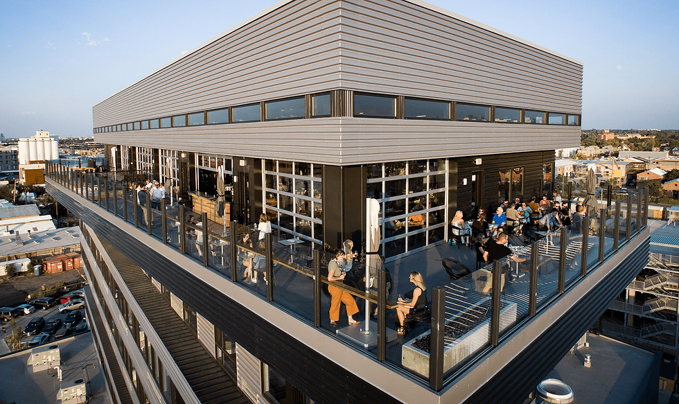 Cimera rooftop at The Source Hotel set for a corporate dinner and reception with Denver views.