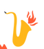 Illustration d'instruments à vent qui crachent du feu