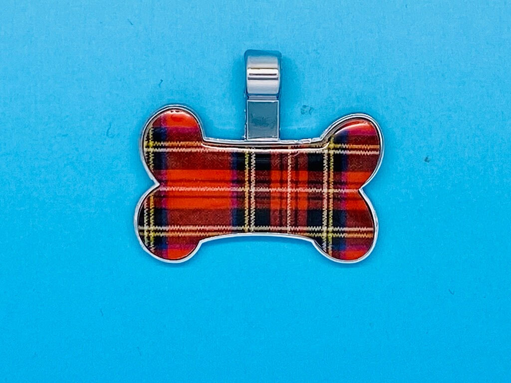 RED DOT Pet Tags - Tartan Bone