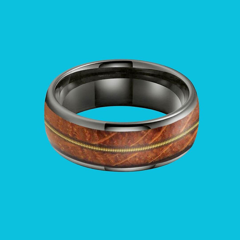 Thumbnail: Mens Tungsten - Whisky Barrel Wood & Guitar String