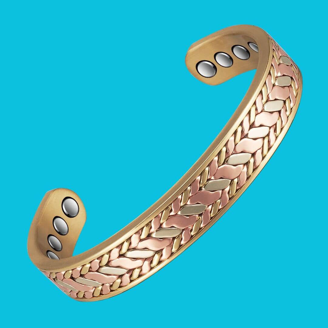 Copper Magnet Cuff Bracelet - (Thick Wheat Design)