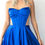 Thumbnail: Royal Blue Strapless Corset Gown: High Slit Evening Dress