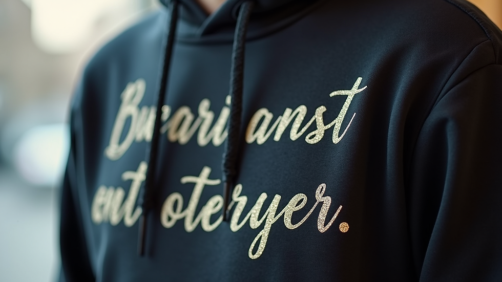 Close-up view of a custom printed inspirational hoodie