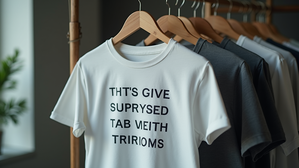 Close-up view of a custom printed inspirational t-shirt on a hanger