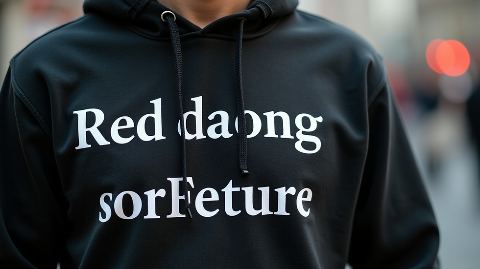 Close-up of a hoodie with a bold empowering message printed on the chest