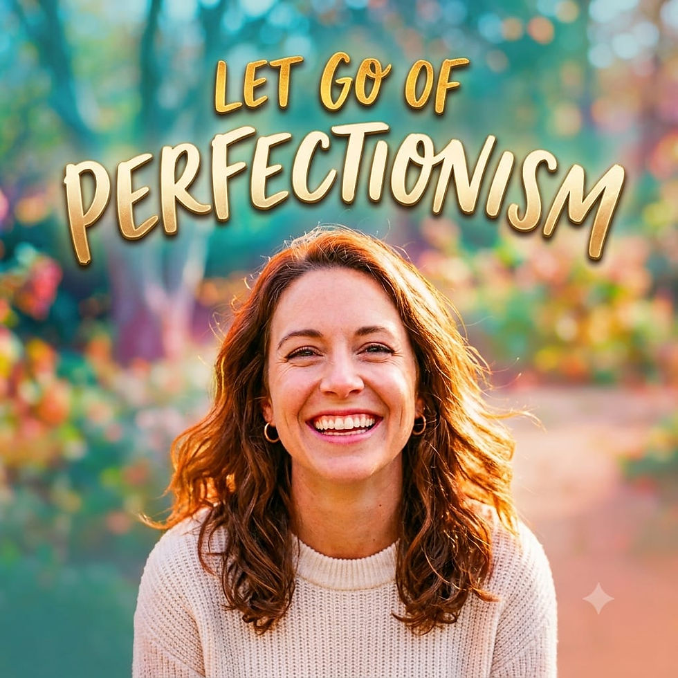 happy woman who has let go of perfectionism
