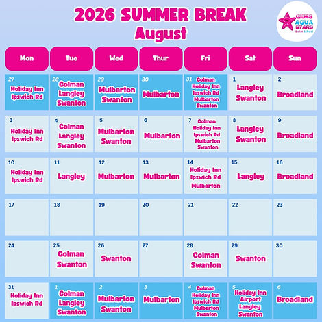 Summer pool info table