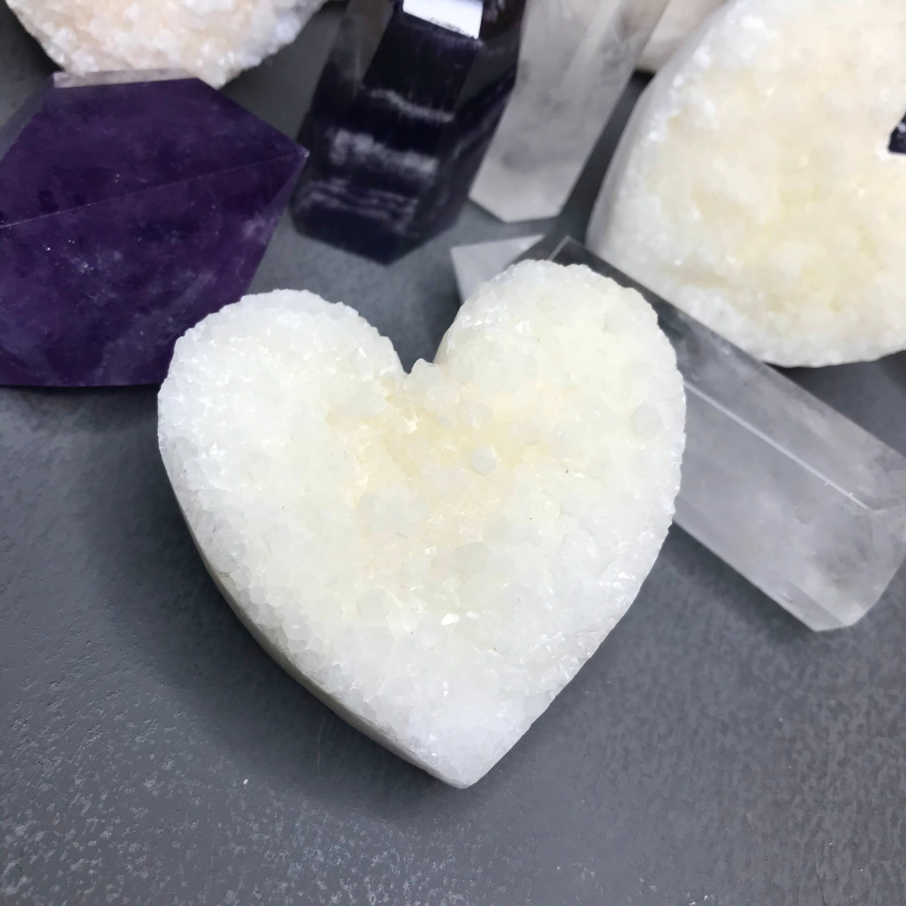 White Druzy Heart 🤍