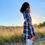 Thumbnail: Navy, Red, & White Plaid Long Sleeve Dress