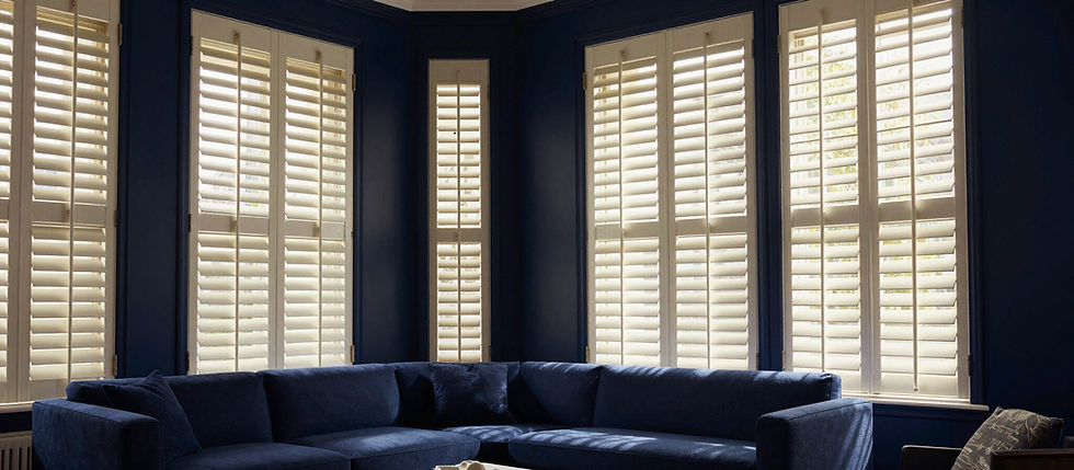 Modern interior with motorized window treatments