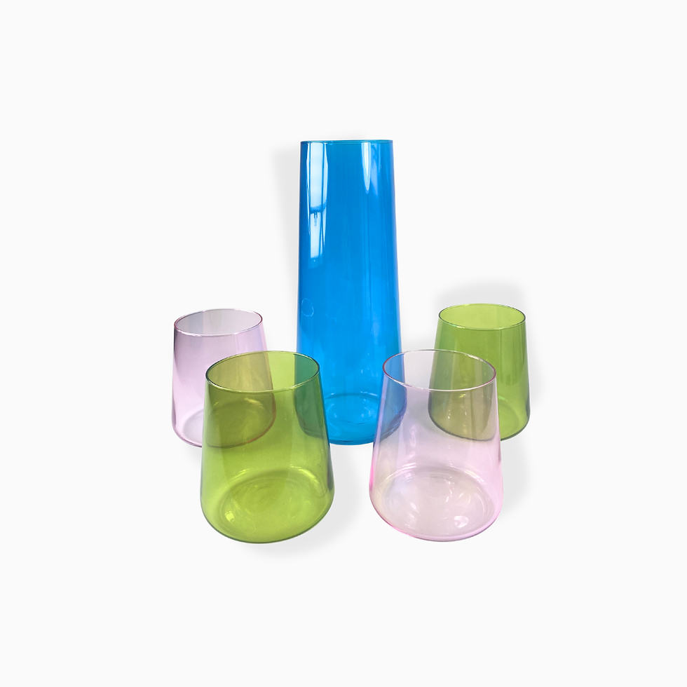 KROSNO Glas Set bunt 5 teilig Karaffe Trinkgläser modern