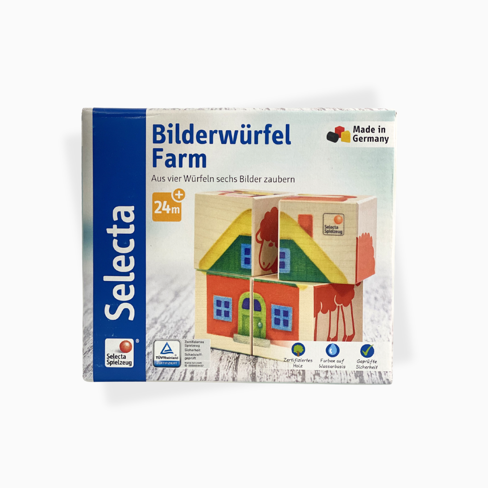 Selecta Bilderwürfel Farm Holzspielzeug Kinder Puzzle Würfel