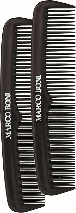 Marco Boni Kit Com 2 Pentes Masculino Dentes Finos E Médios 0891 Preto 2 Unidades